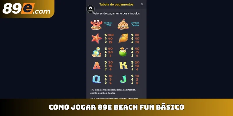 Como jogar 89E Beach Fun básico
