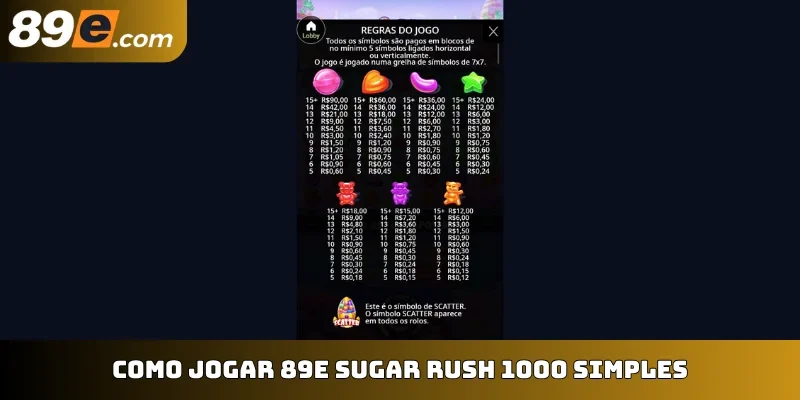 Como jogar 89E Sugar Rush 1000 simples