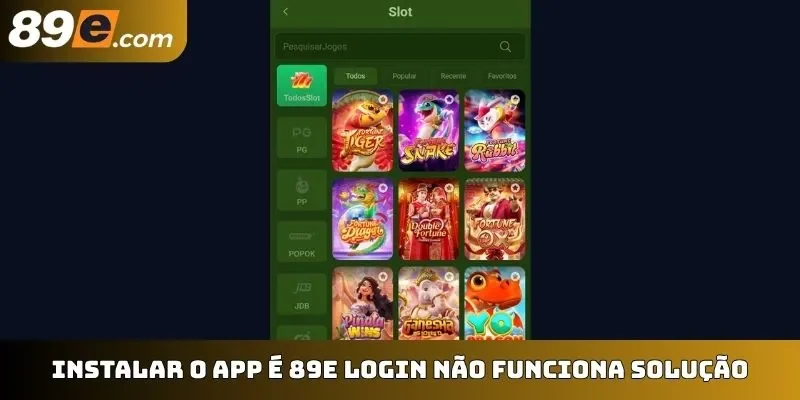 Instalar o app é 89E login não funciona solução