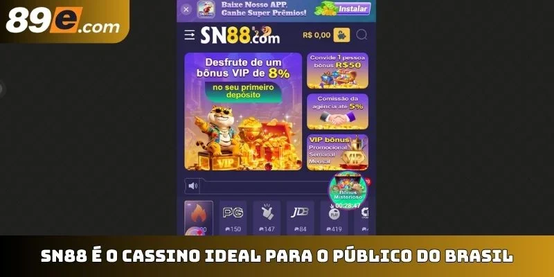 SN88 é o cassino ideal para o público do Brasil